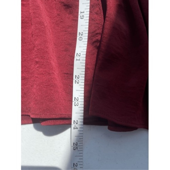 Express Burgundy Blouse V-Neck Kimono Sleeve Peplum Top Small - Picture 5 of 8